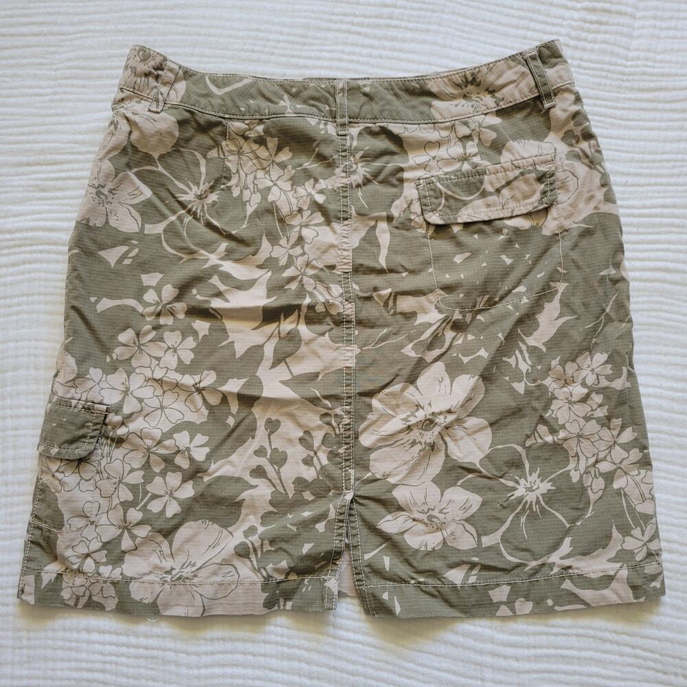 Eddie Bauer Womens 6P Green Khaki Floral Camo Cargo Skirt Mini 100% Cotton - Picture 4 of 4